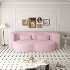 Modern Floor Sofa with 2 Pillows,Convertible Teddy Fabric Foam Filled Sleeper Sofa Bed,15 ' Full Size Folding Mattress for Living Room,Guest Bed,Playroom,No Assembly Required,Pink - Grand Goldman Shop
