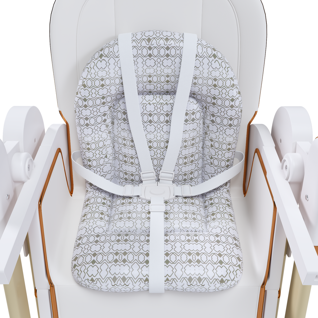 Convertible Baby High Chair to Rocker with 5-Point Harness, Foldable Infant Feeding Chair in White with Removable 2-Tier Easy