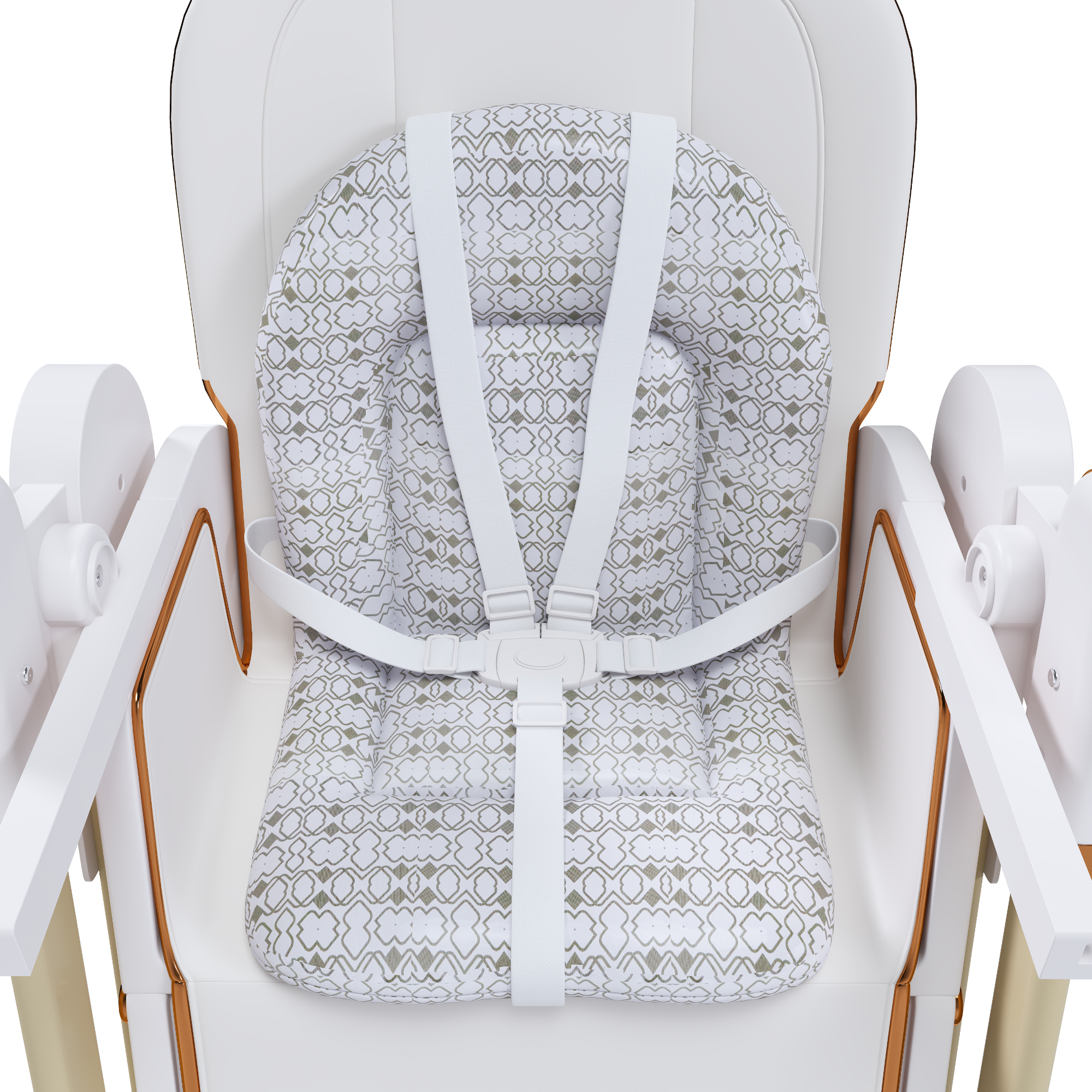 Convertible Baby High Chair to Rocker with 5-Point Harness, Foldable Infant Feeding Chair in White with Removable 2-Tier Easy