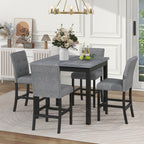 TOPMAX 5-Piece Counter Height Dining Set Wood Square Dining Room Table and Chairs Stools w/Footrest & 4 Upholstered high-back Chairs,Black - Grand Goldman Shop