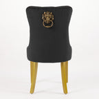 Mid-Century Modern Chairs with Lion Head Pull Ring,High-end Tufted Solid Wood Contemporary Velvet Upholstered Dining Chair with Golden Wooden Legs Nailhead Trim 2-Pcs Set,Black,SW1201BK - Grand Goldman Shop