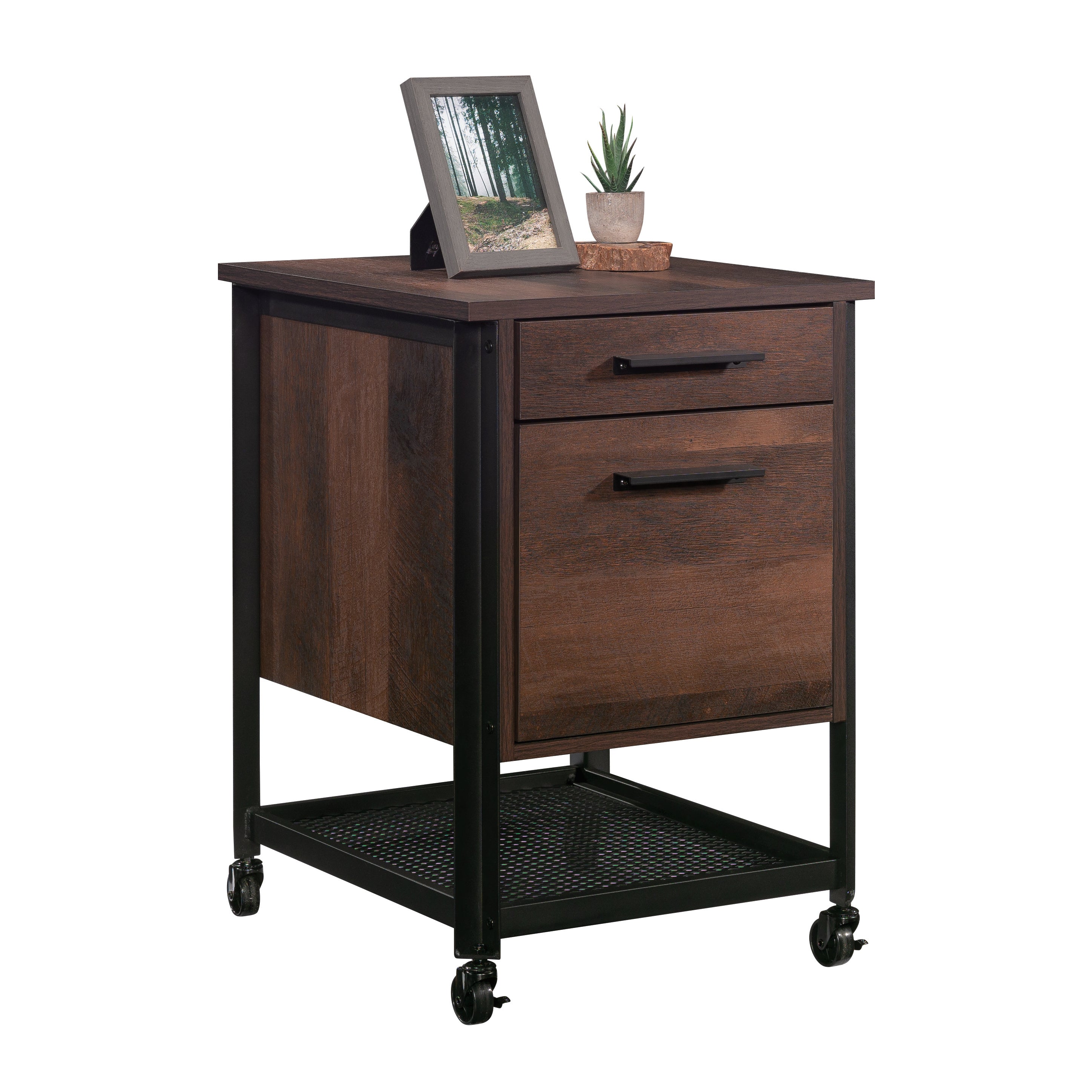 Pedestal File Cabinet with Large Drawers, Antique Dark Oak finish - Grand Goldman