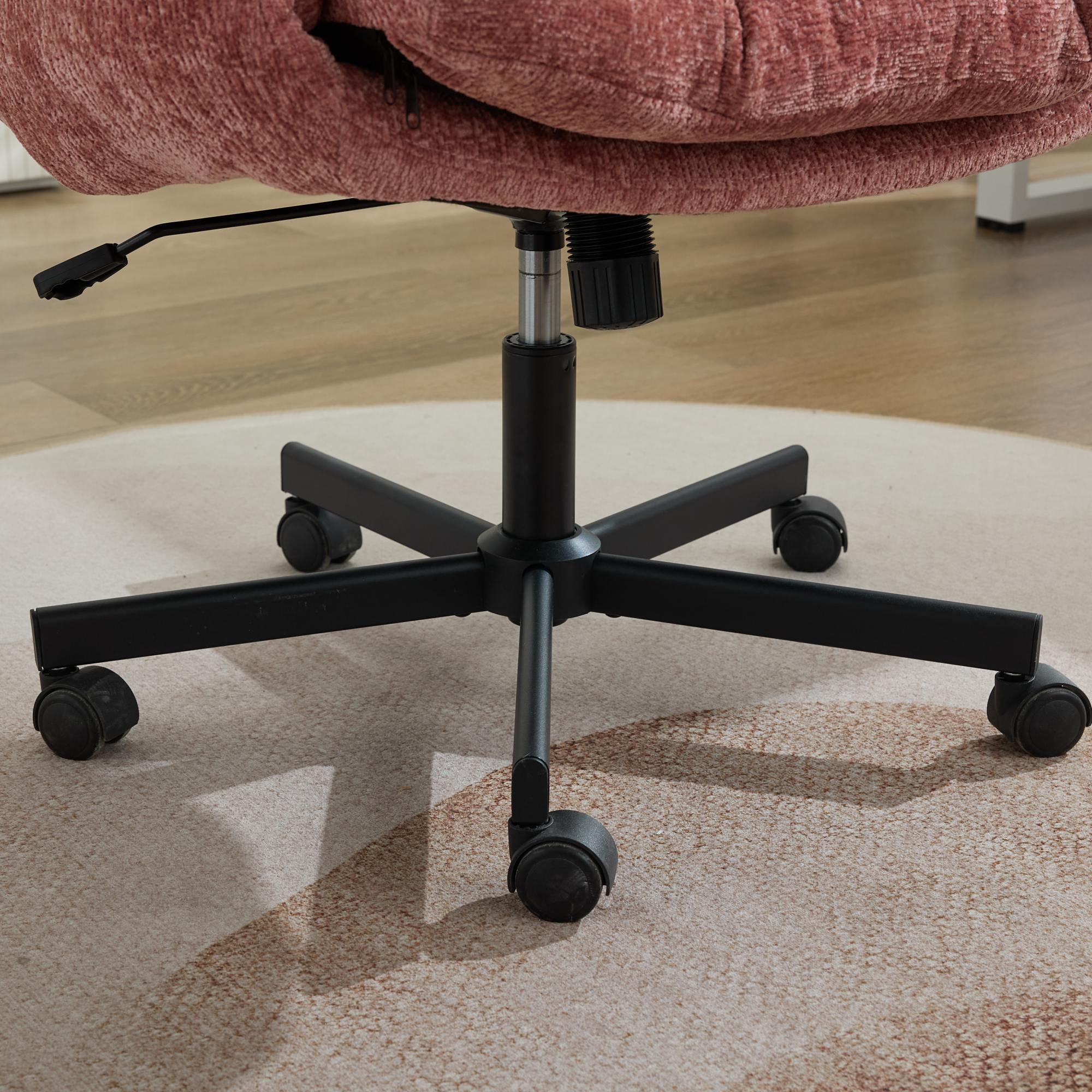 Modern Chenille Swivel Office Chair, Height Adjustable Task Chair with Convertible Multi-Position Armrests, Comfy Double Cush
