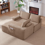 96.9' Cloud Sectional Couch with L-Shape Chaise,Modern Modular Sofa with Deep Seat, Upholstered Couches for Living Room Bedroom,No Assembly Required, (Corduroy Fabric),Camel,Right - Grand Goldman Shop
