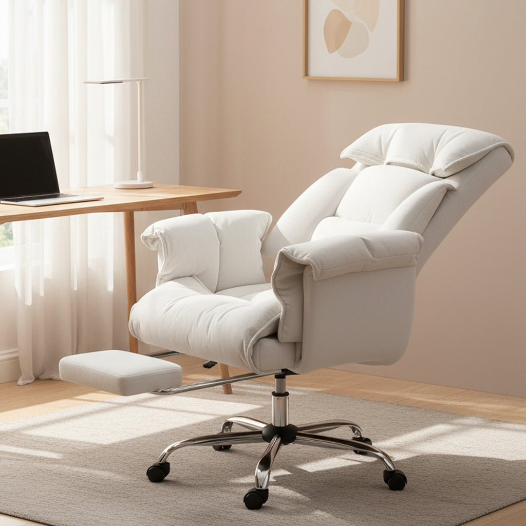 HOMCOM High Back Office Chair, Reclining Desk Chair with Footrest, Thick Cushion, High Resilience Foam, Adjustable Height, Ro