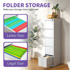 SteelCraft Pro 5 Drawer Metal Vertical File Cabinet with Lock in White for A4 Legal/Letter Size - Grand Goldman
