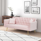 71 inch convertible love seat sofa, American retro pink velvet, suitable for small living room, bedroom, office - Grand Goldman Shop