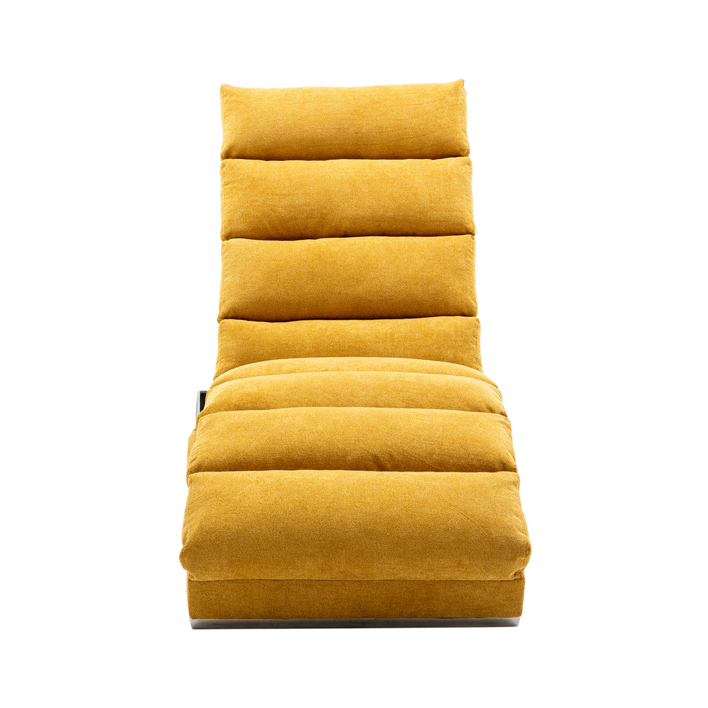 Ergonomic Linen Massage Chaise Lounge with Remote Control, Mustard Color, 5 Modes for Office, Living Room, Bedroom - Grand Goldman Shop