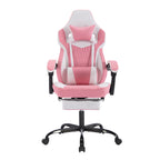 Gaming Chair with Footrest, High Back Gaming Chairs PVC Leather Ergonomic Gamer Chair with Adjustable Headrest Lumbar Support