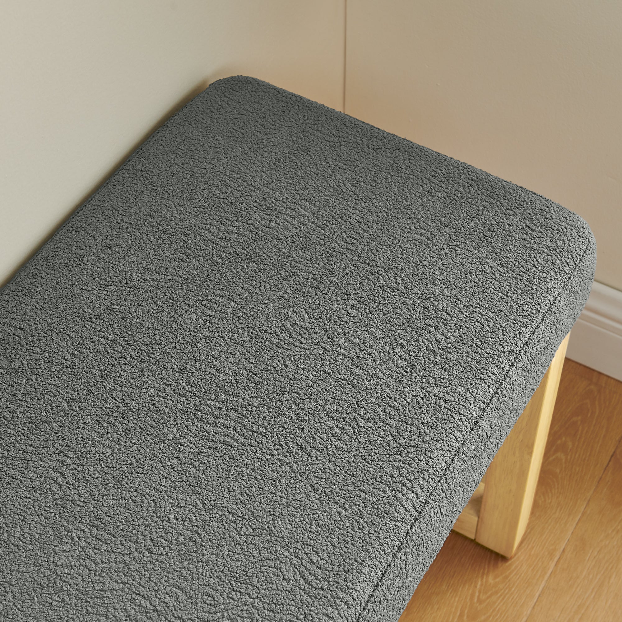 Shoe-changing bench, a shoe-changing bench with a wooden frame and a soft cushioned seat, can be placed freely and is suitable for small spaces without taking up much space -Dark Gray - Grand Goldman Shop
