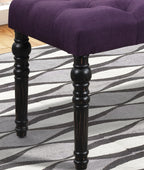 Leviton Fabric Tufted Turned Leg  Dining Bench, Purple - Grand Goldman Shop