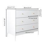 White 4-Drawer Kids Dresser with Antique Brass Pulls, Wooden Storage Cabinet for Nursery or Toddler Bedroom, 35.4' Wide - Grand Goldman Shop
