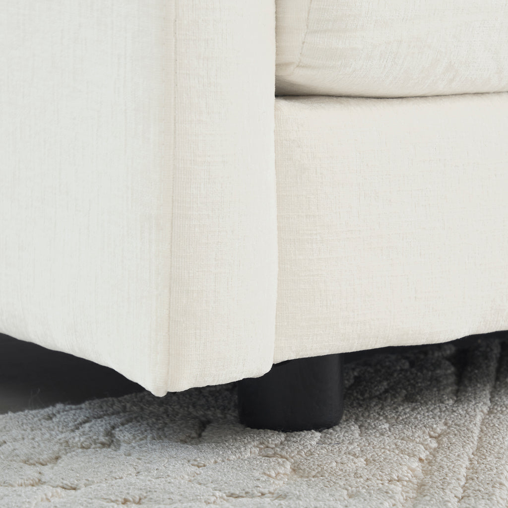 Comfy Deep Single Seat Sofa Upholstered Reading Armchair Living Room Chair White Chenille Fabric , 1 Toss Pillow - Grand Goldman Shop