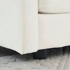 Comfy Deep Single Seat Sofa Upholstered Reading Armchair Living Room Chair White Chenille Fabric , 1 Toss Pillow - Grand Goldman Shop