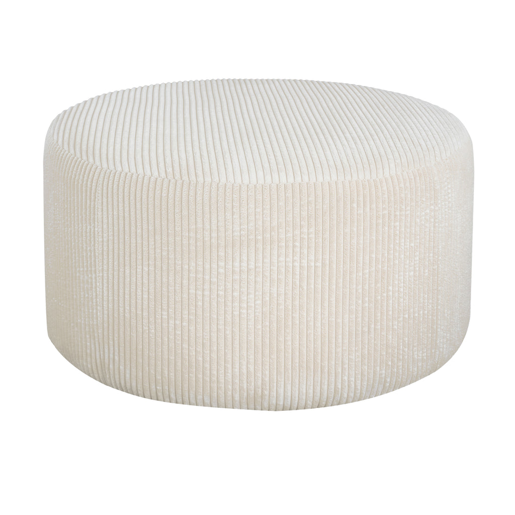 Upholstered Round Ottoman,Beige,Corduroy - Grand Goldman Shop