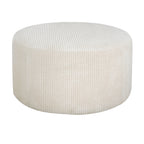 Upholstered Round Ottoman,Beige,Corduroy - Grand Goldman Shop