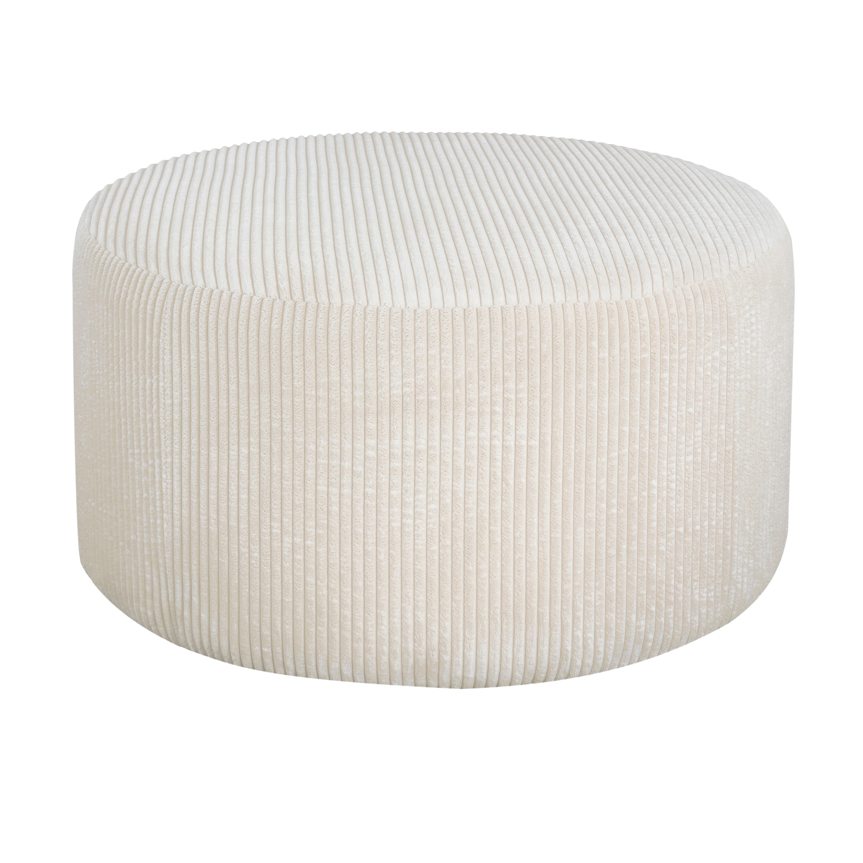 Upholstered Round Ottoman,Beige,Corduroy - Grand Goldman Shop