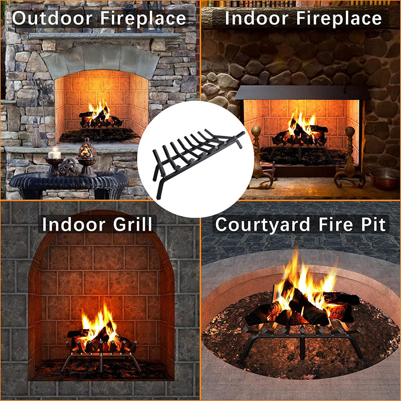 Fireplace Grate,Fireplace Log Holder,Heavy Duty Solid Cast Iron FIrewood Log Burning Rack for Inside The Fireplace Accessories Outood Fire Pit Kindling Fireplace Tools (36 inch) - Grand Goldman Shop