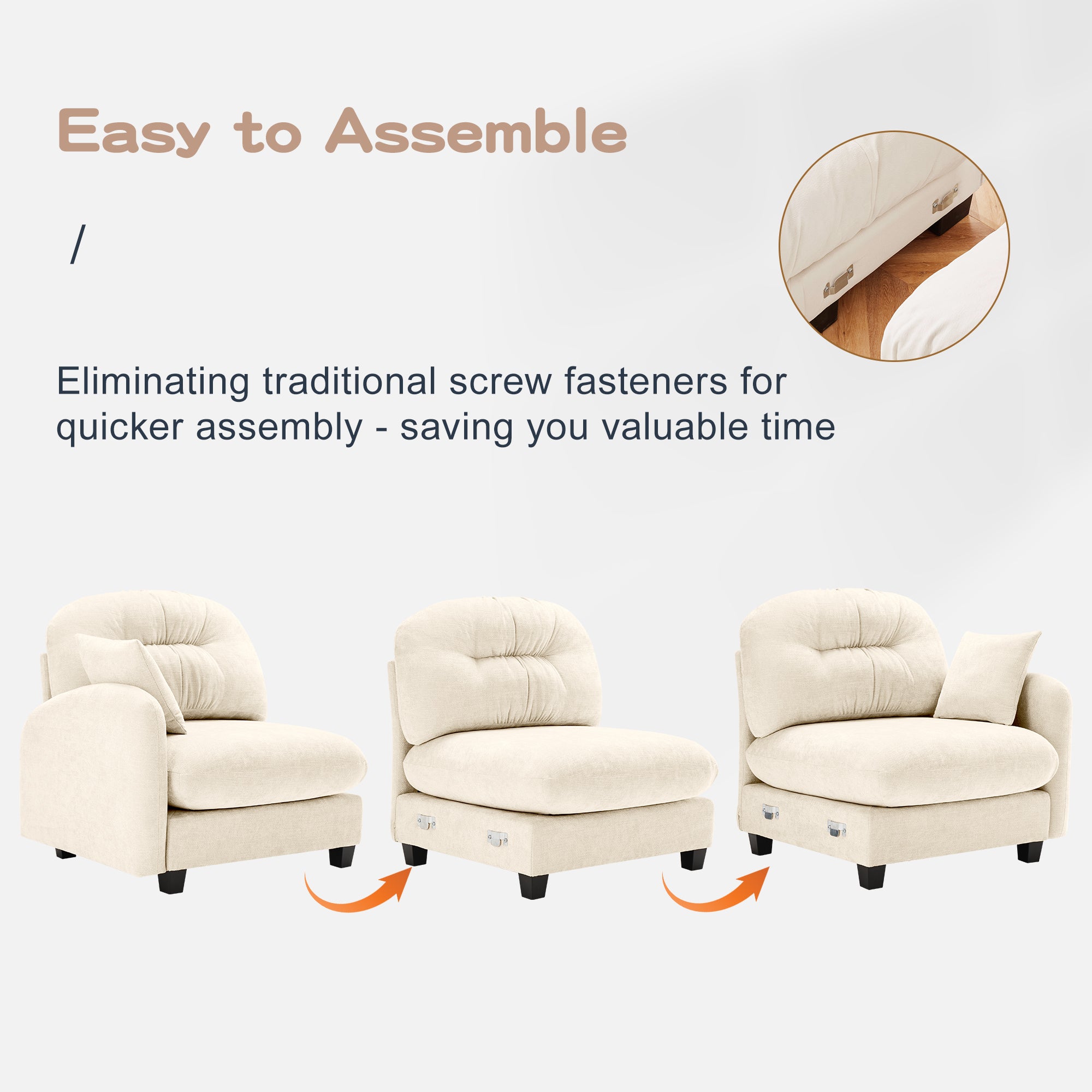 Loveseat Cloud Sectional Couches  Chenille Fabric, Quilted Pleated Design, Ergonomic Design, High-Density Foam Easy Install Elegant Armrests High Quality Wooden Base,Fits Living Rooms,Beige - Grand Goldman Shop