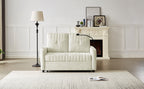 Modern 53.9' Loveseat Pull-out Sofa Bed with Adjustable Backrest, Cup Holders, Charging Ports & Side Storage in Beige Chenille - Grand Goldman Shop