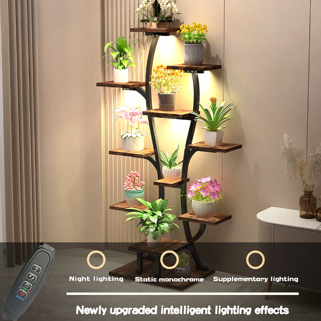 (Vase Shape) Plant Stand Indoor with Grow Lights, Indoor Plant Shelf, Metal Plant Flower Holder Stand, Vase Shape Plant Rack for Home, Patio, Plant Stand, Plant Stand Indoor - Grand Goldman Shop