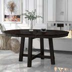 Gia Round Extendable Dining Table with 16' Leaf Wood, Espresso - Grand Goldman Shop