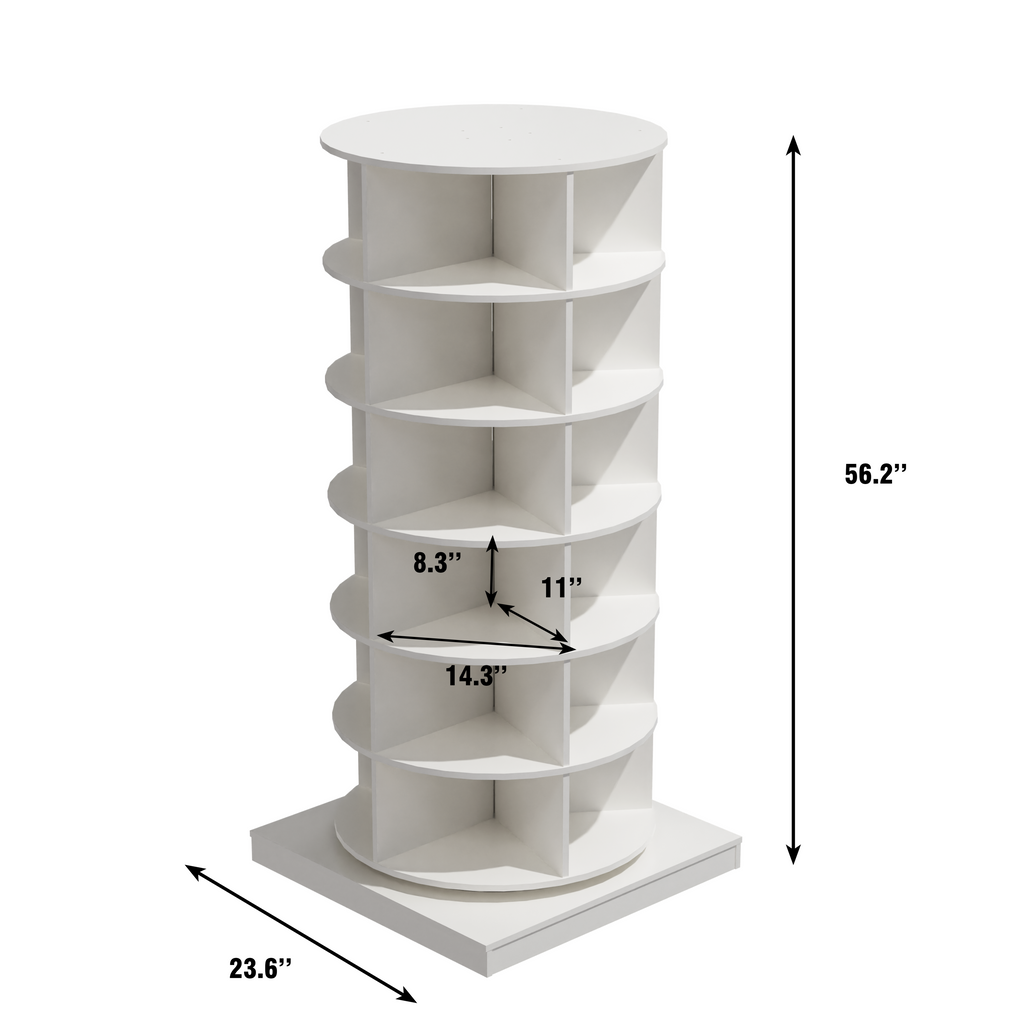 Modern 360 Rotating Shoe Cabinet with 6 Layers in White Particle Board and MDF - Grand Goldman Shop