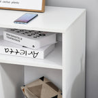 HOMCOM Printer Stand Home Office Mobile Cabinet Organizer Desktop with Caster Wheels, 2 Locking Breaks and Drawer, White - Gr