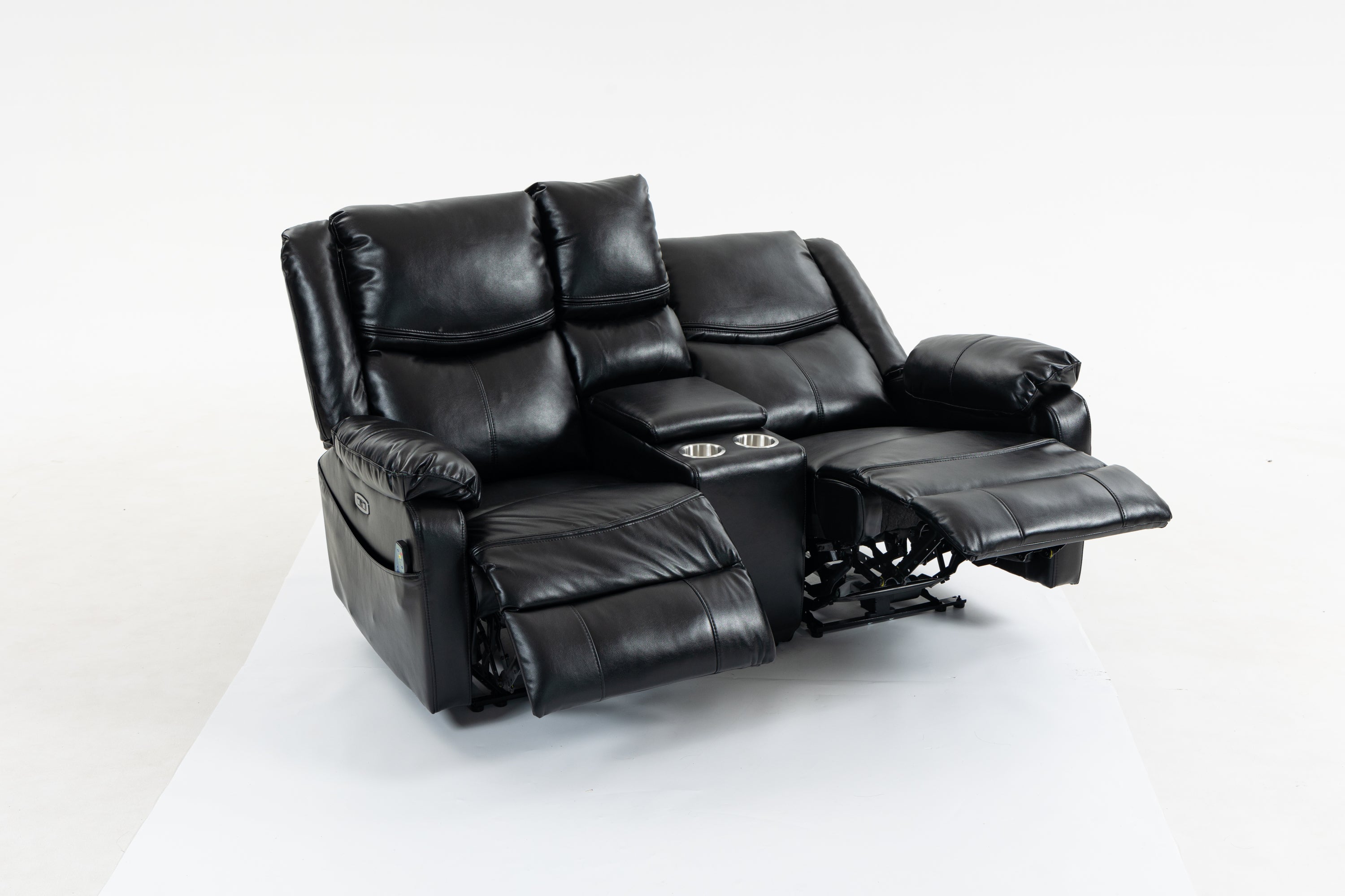 Artificial leather electric sofa bed, 2 lounge chairs, comfortable armrests and backrest lounge chairs, living room sofa set, with coffee table - Grand Goldman Shop