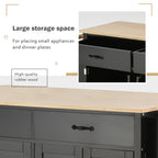 Kitchen Island Cart with Solid Wood Top and Locking Wheels,54.3 Inch Width,4 Door Cabinet and Two Drawers,Spice Rack, Towel Rack (Black) - Grand Goldman Shop