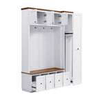 78.7''H Entryway Hall Tree with Storage Bench, 5-in-1 Hall Tree Farmhouse Coat Rack Shoe Bench with Cabinets, Drawers & Hooks for Hallway, Entryway, Living Room, Mudroom - Grand Goldman Shop