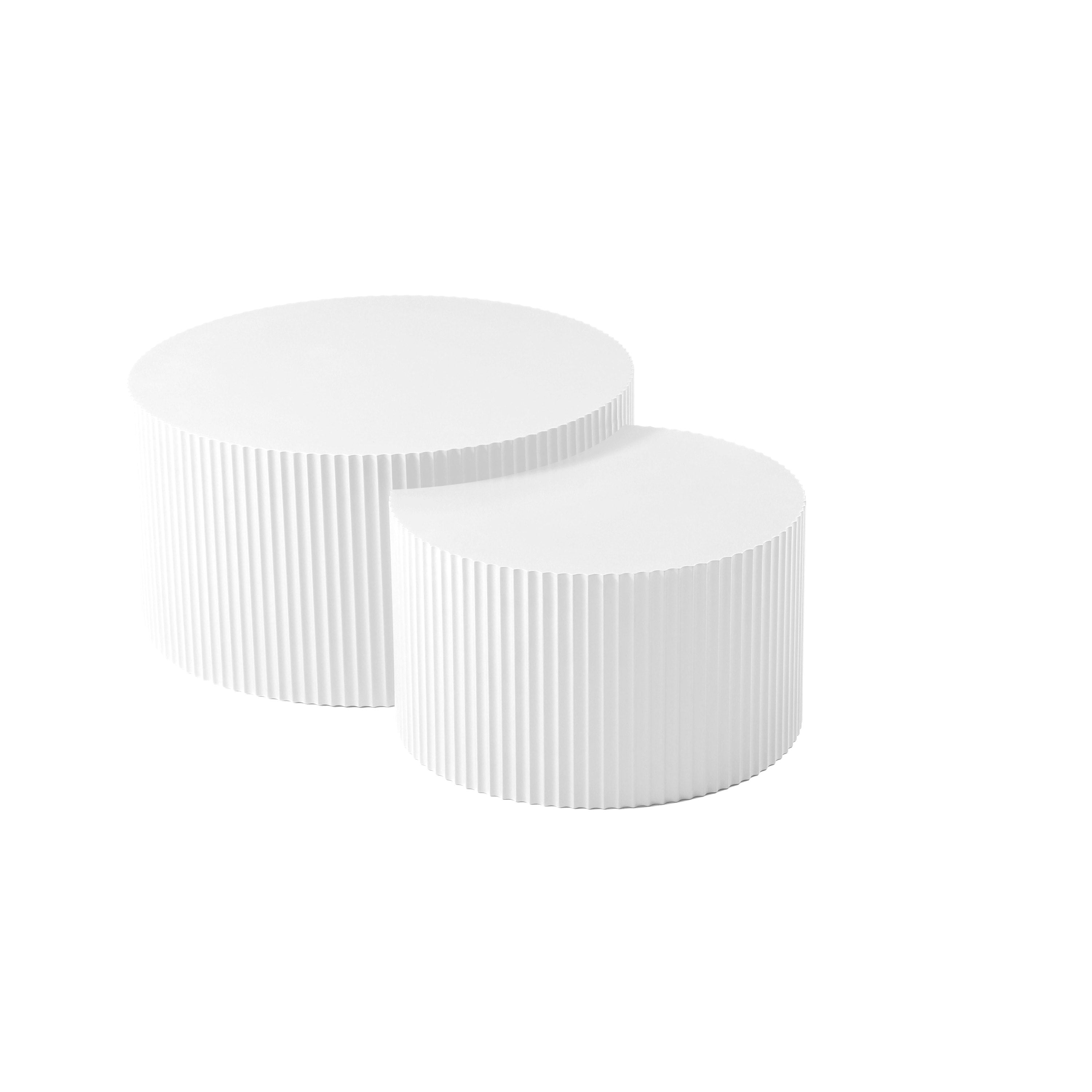 White Nesting table set of 2, Handcraft Relief MDF Coffee Table for Living Room/Office/Leisure Area(Same Sku:W876P271185) - Grand Goldman Shop