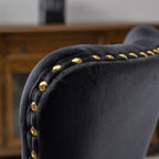 A&A Furniture Office Chair,Modern Velvet Upholstered Tufted Button Home Office Chair with Golden Metal Base,Adjustable Desk C