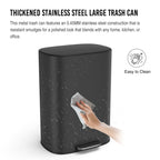 13 Gallon 50L Kitchen Foot Pedal Operated Soft Close Trash Can - Stainless Steel Ellipse Bustbin - BLACK - Grand Goldman Shop