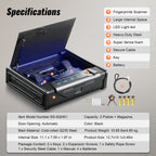 Gun Safe for Pistols, Biometric Gun Safe with Three Quick Access Ways of Fingerprints, Passwords and Keys, Handgun Safe for 2
