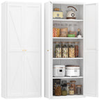 White Metal Adjustable 2-Door Storage Cabinet with Powder-Coated Steel, Tall Kitchen Pantry Cabinet with Adjustable Shelves f