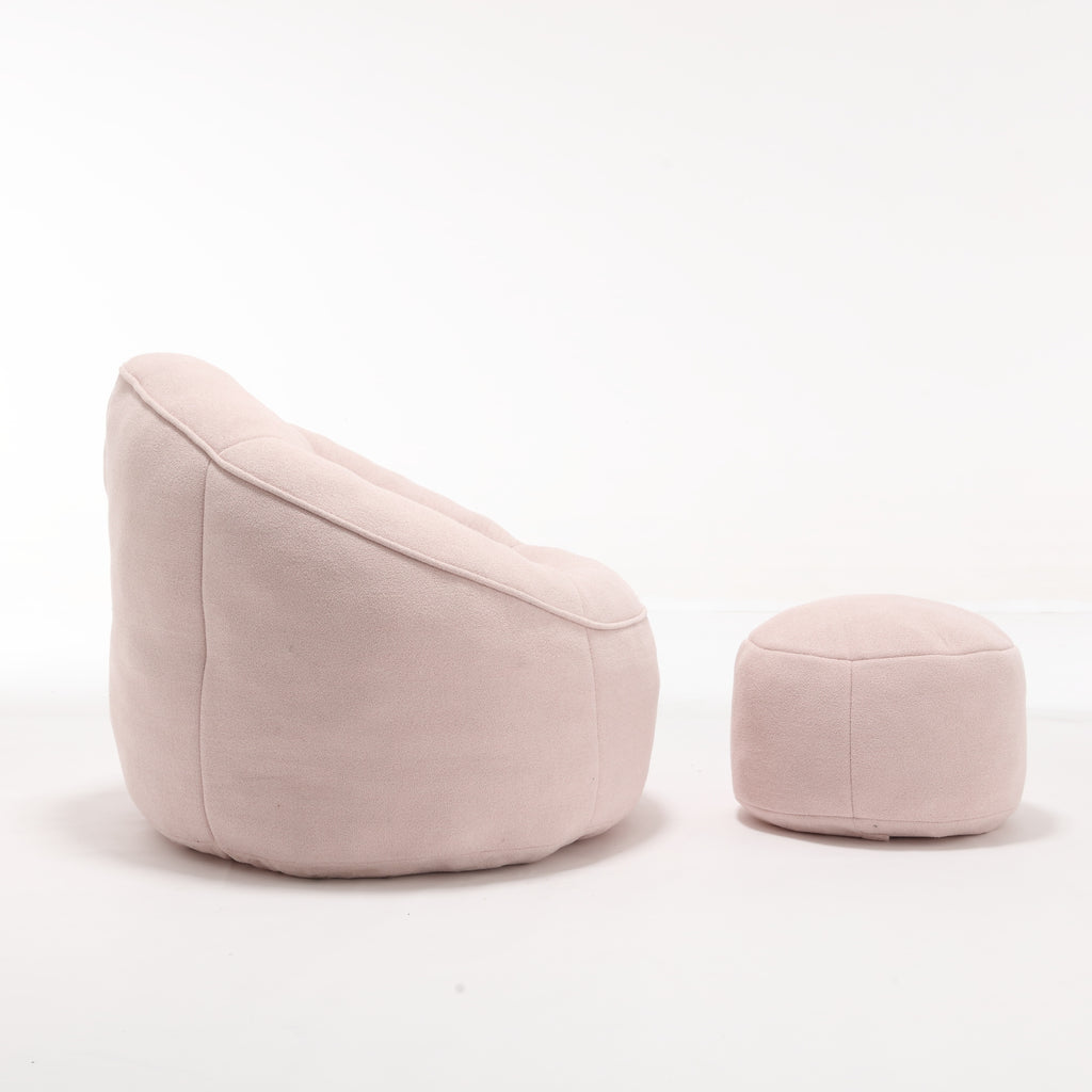 Bedding Bean Bag Sofa Chair with High-Pressure Foam and Footrest, Pink Microfiber - Grand Goldman Shop