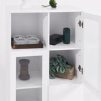 Modern MDF Painted Cabinet with Glass Doors and Drawer, White, for Bedroom and Living Room - Grand Goldman Shop