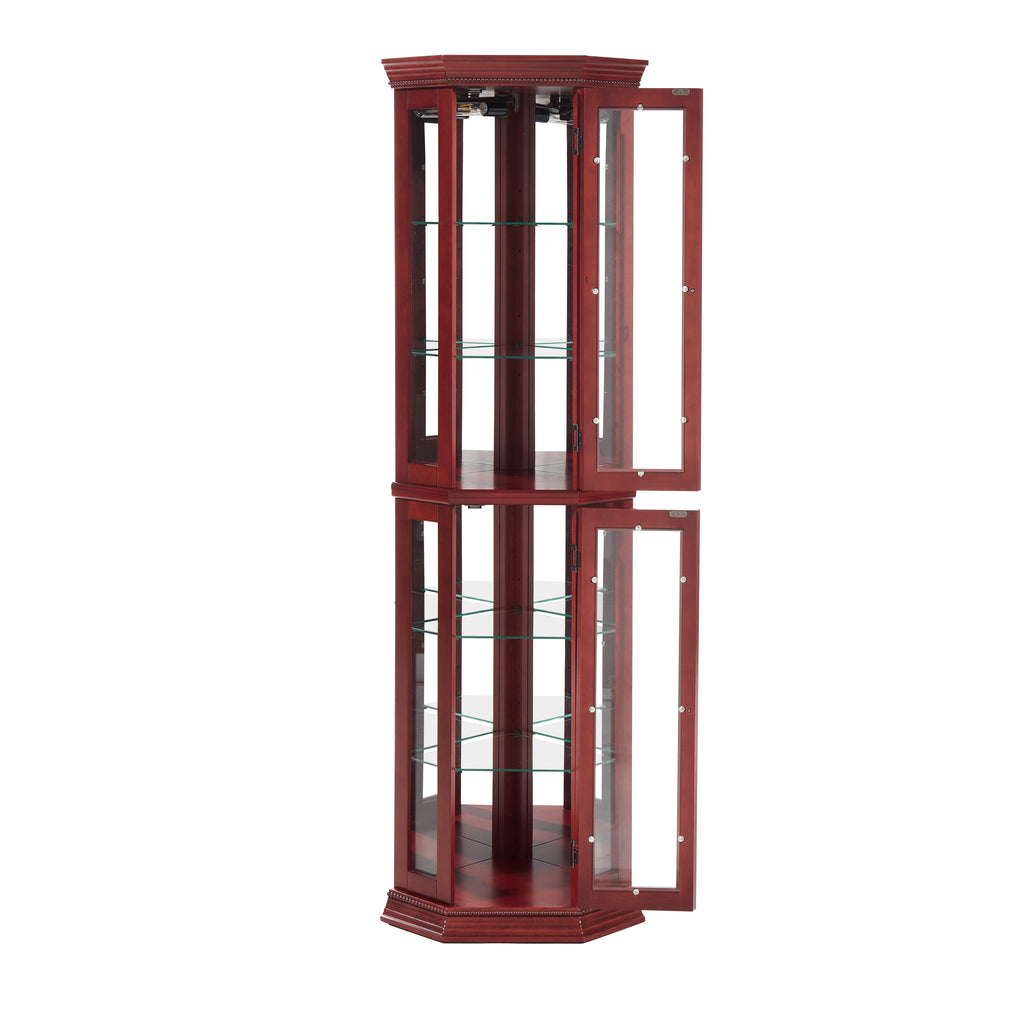 Corner Curio Cabinet Lighted Corner Display, Glass Display Shelf Shelving Bar cabinet with Tempered Glass Door, Bar Cabinet,Cabinet with Adjustable Shelf Glass Cabinet Shelves Bead Bulb Included - Grand Goldman Shop