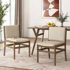 Elegant Dining Chair Set of Two Sophisticated Style Wheat Fabric - Grand Goldman Shop