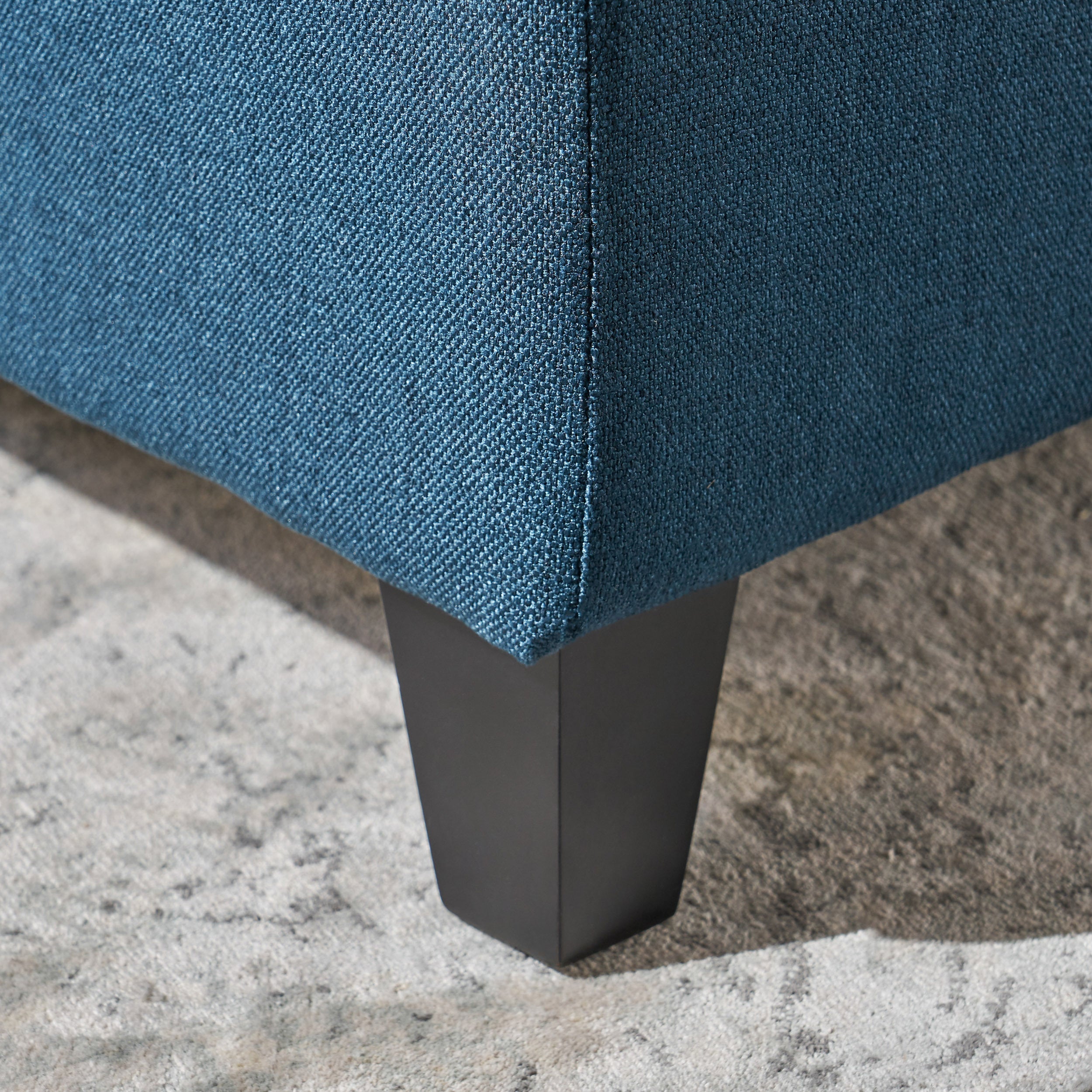 Upholstered Storage Ottoman Bench, Entryway Bench, End of Bed Bench, Ottoman Foot Rest for Bedroom, Navy Blue, 300lbs - Grand Goldman Shop