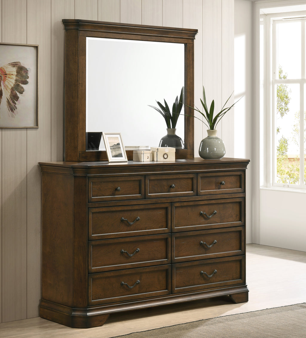 Maderne Traditional Wood Panel 5 pieces Queen Bed set with Dresser, Mirror, Nightstand and Chest - Grand Goldman Shop