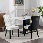 A&A Furniture,Nikki Collection Modern,High-end Tufted Solid Wood Contemporary PU and Velvet Upholstered Dining Chair with Wood Legs Nailhead Trim  2 Pcs Set,White+Black, SW2101WB - Grand Goldman Shop