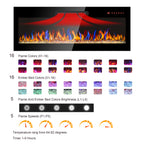 42 inch recessed ultra thin tempered glass front wall mounted electric fireplace with remote and multi color flame & emberbed, LED light heater - Grand Goldman Shop