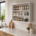 Chinle Wall Cabinet in Melamine with Open Storage, White - Grand Goldman Shop