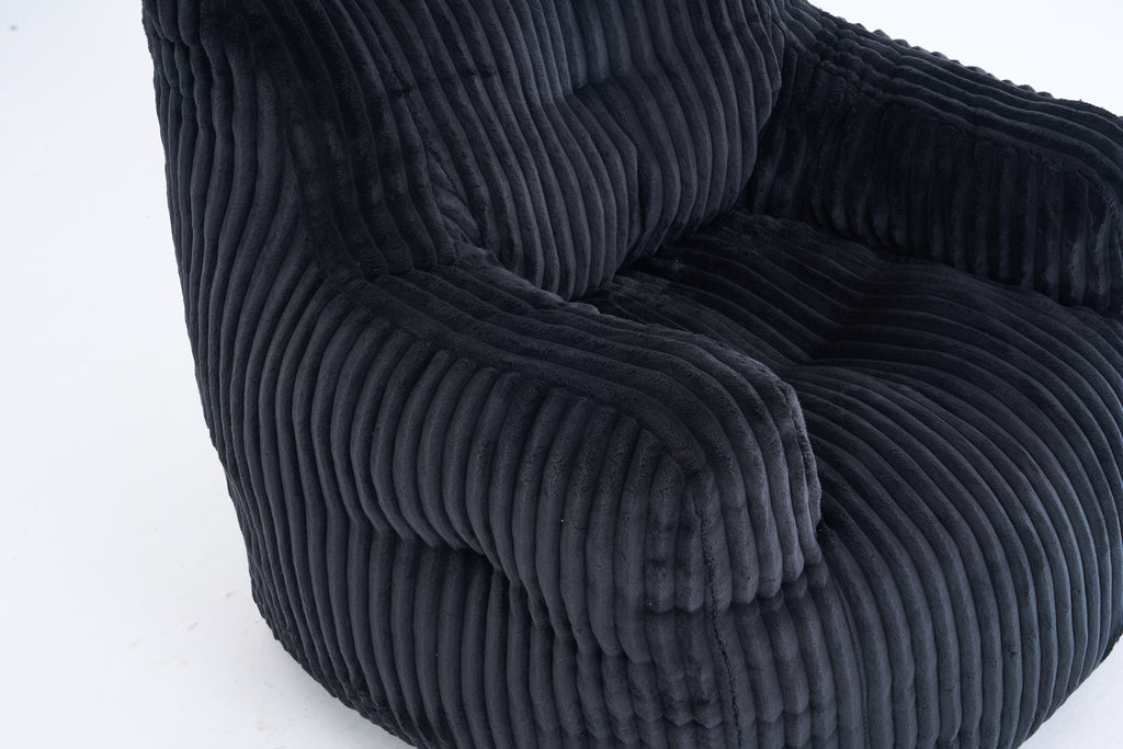 010-Soft Fluffy Corduroy Fabric Bean Bag Chair Filled With Memory Sponge,Black - Grand Goldman Shop