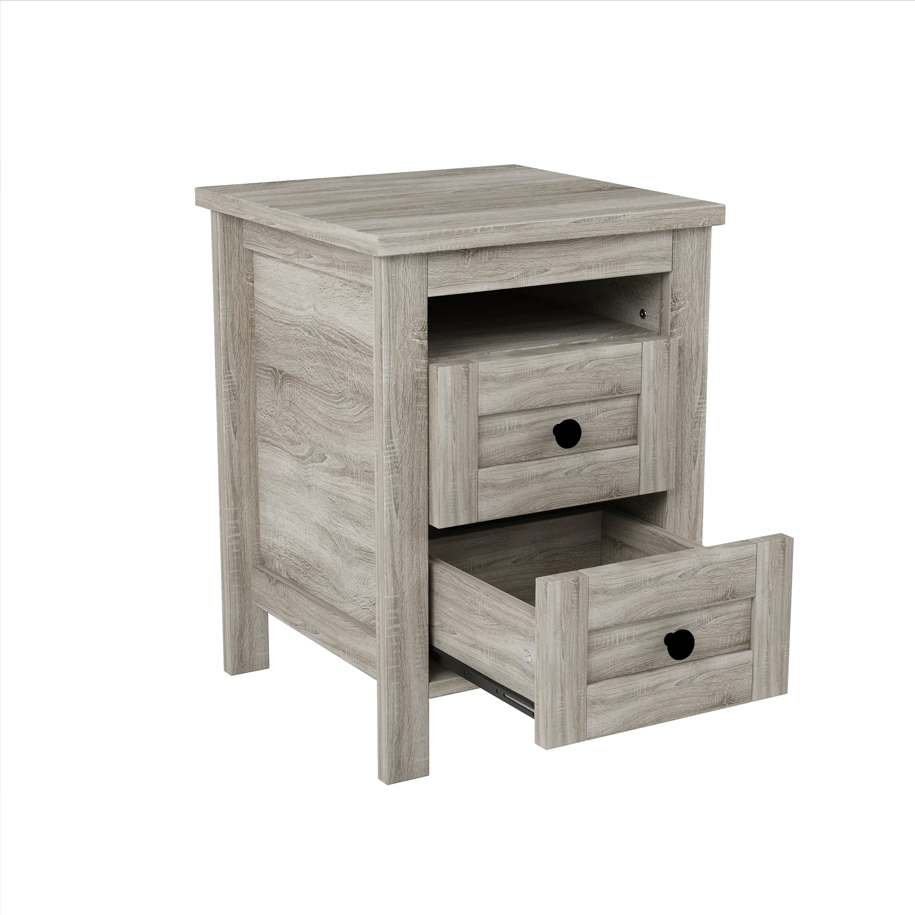 3-Pieces Bedroom Sets Queen Size Farmhouse Platform Bed with Double Sliding Door Storage Headboard and Charging Station, Storage Nightstand and Dresser, Antique Gray(Old SKU HL000092AAG) - Grand Goldman Shop