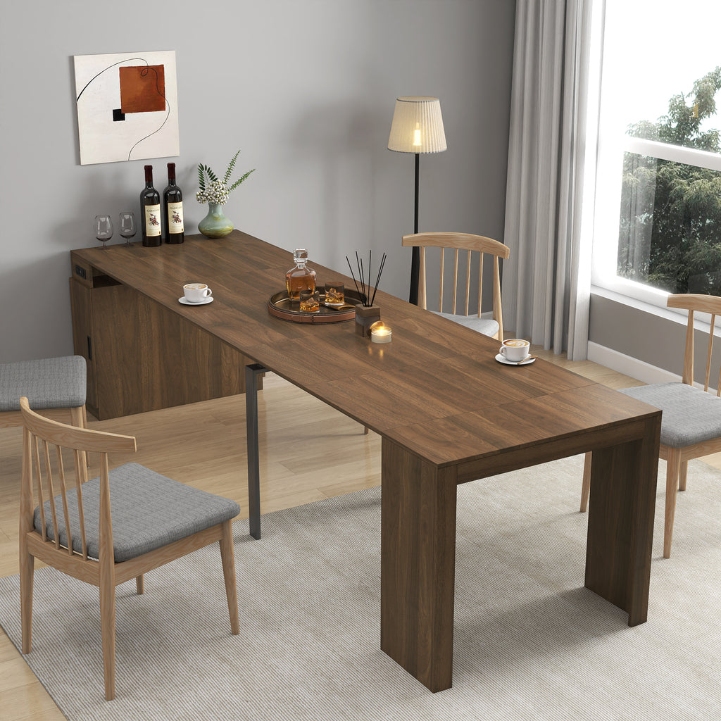 Modern Multifunctional Extendable Dining Table with Outlet, Space Saving Expanding Table with Storage for Party, Weddings, Meetings, Celebrations - Grand Goldman Shop