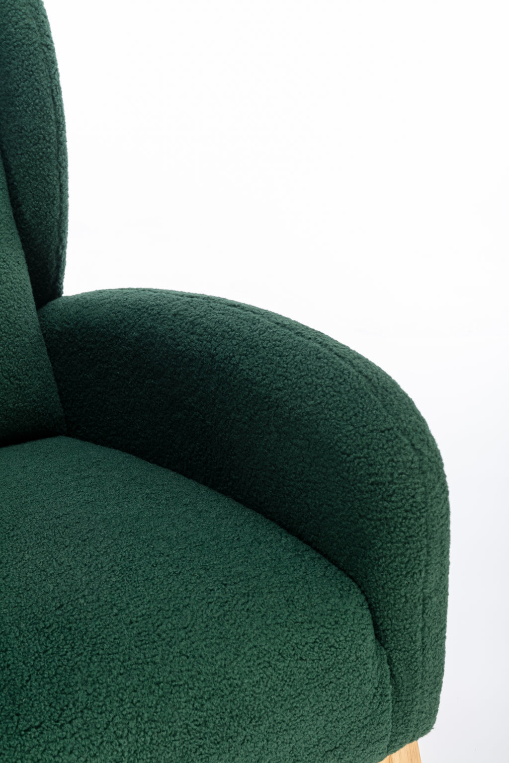 049-Teddy Fabric Rocking Chair With Packet Wood Legs,Green - Grand Goldman Shop
