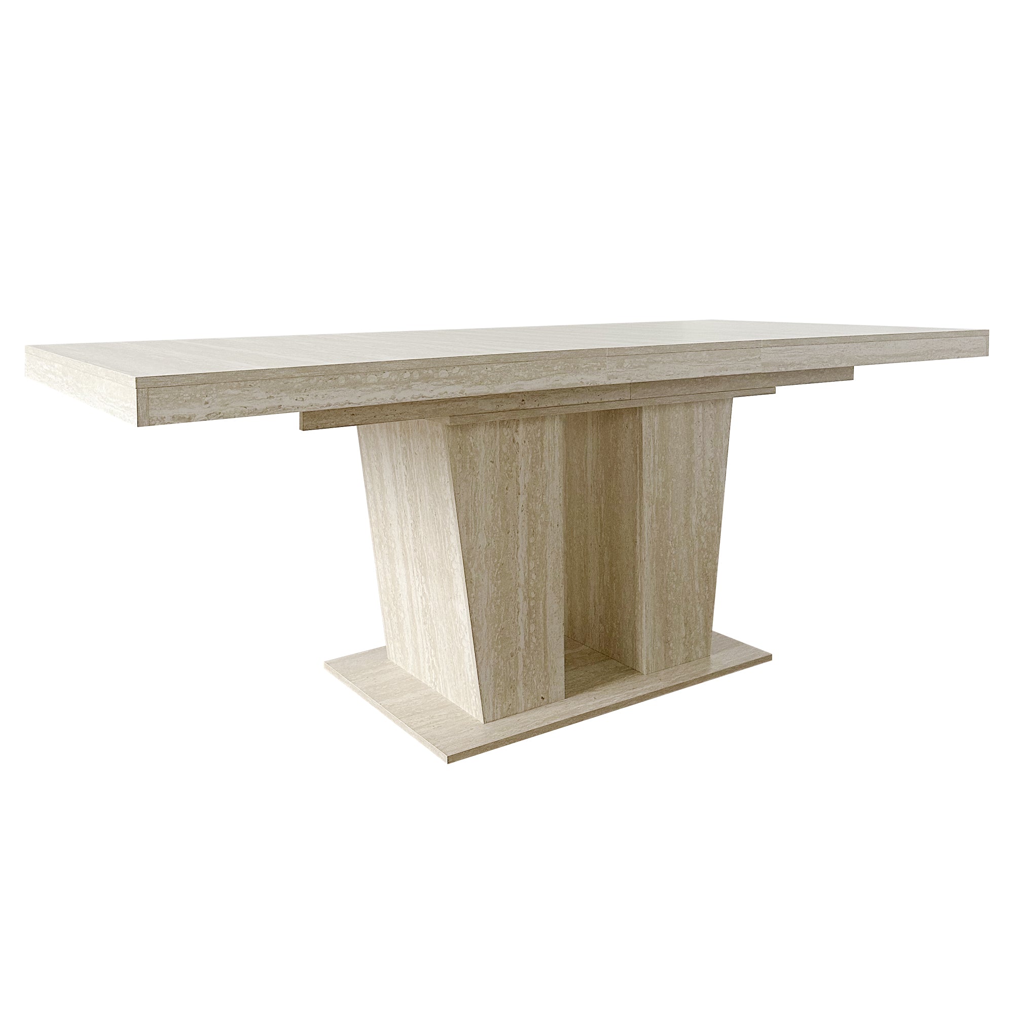 Rectangular extendable dining table, suitable for 6-10 people, with veined travertine pattern, dimensions 160-200 cm, simple and elegant. - Grand Goldman Shop